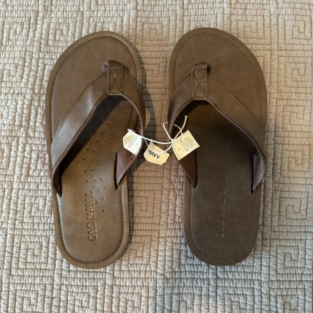 Darn Brown Faux Leather Flip Flops